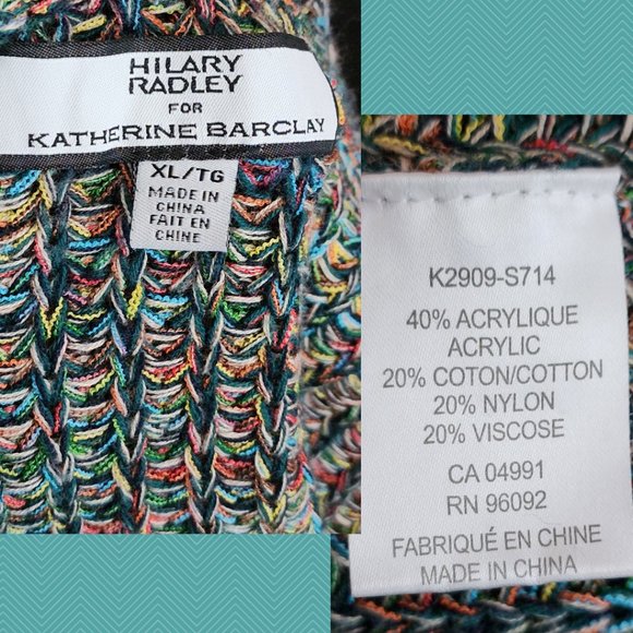 Hilary Radley for Katherine Barclay Multicolor Ribbed Knit Open Front Cardigan - Picture 6 of 6
